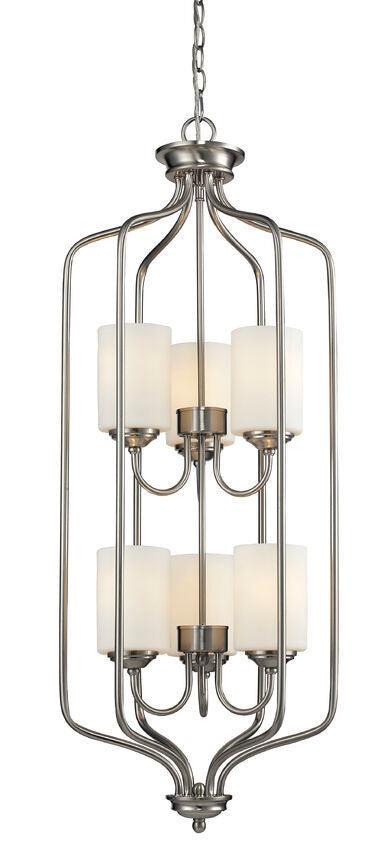 Steel Caged with Matte Opal Glass Shade Pendant - LV LIGHTING