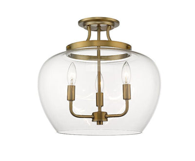 Steel with Clear Glass Shade Semi Flush Mount - LV LIGHTING