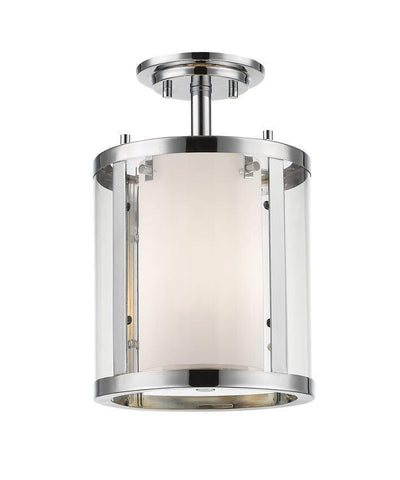Steel with Clear and Matte Opal Glass Shade Semi Flush Mount - LV LIGHTING