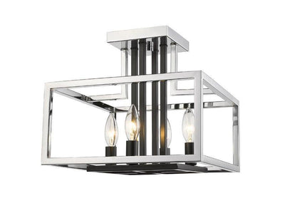 Steel with Open Geometric Frame Caged Semi Flush Mount - LV LIGHTING