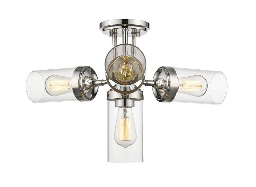 Steel with Clear Glass Shade Urban Industrial Style Flush Mount - LV LIGHTING