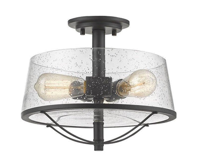Steel with Clear Seedy Glass Shade Semi Flush Mount - LV LIGHTING
