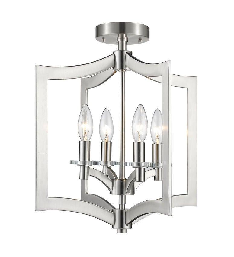 Steel with Emblematic Lines Caged Semi Flush Mount - LV LIGHTING