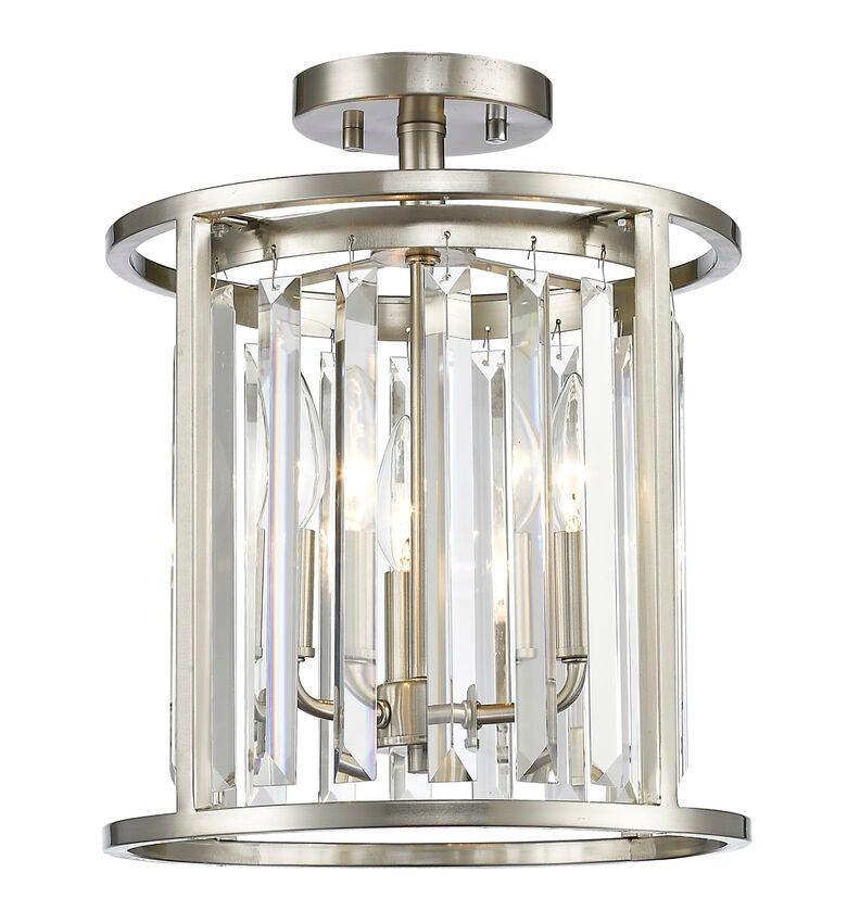 Steel with Crystal Caged Semi Flush Mount - LV LIGHTING