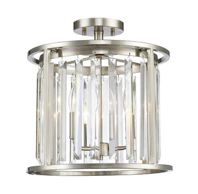 Steel with Crystal Caged Semi Flush Mount - LV LIGHTING