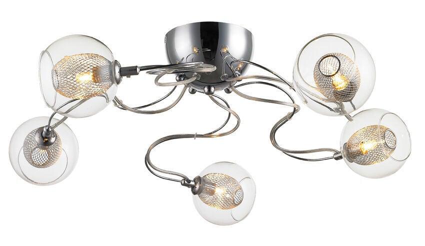 Chrome with Clear Glass with Mesh Shade Multiple Light Semi Flush ount - LV LIGHTING