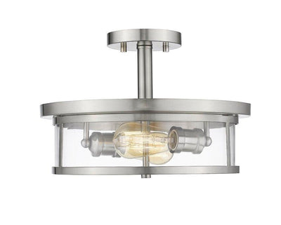 Steel with Clear Glass Shade Semi Flush Mount - LV LIGHTING