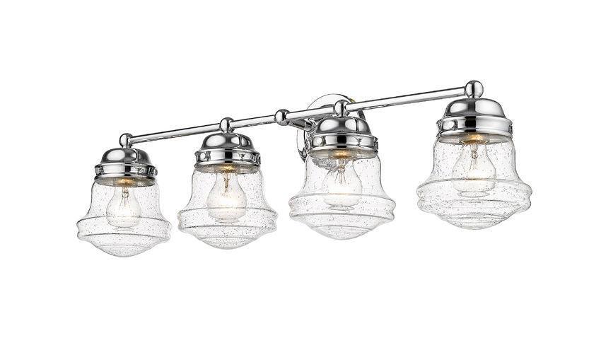 Steel with Clear Seedy Glass Shade Traditional Style Vanity Light - LV LIGHTING