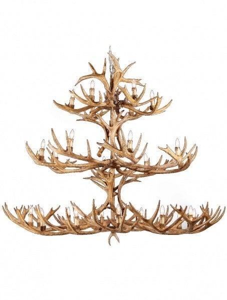 Brown Polyresin  with 3 Tier Antler Chandelier - LV LIGHTING