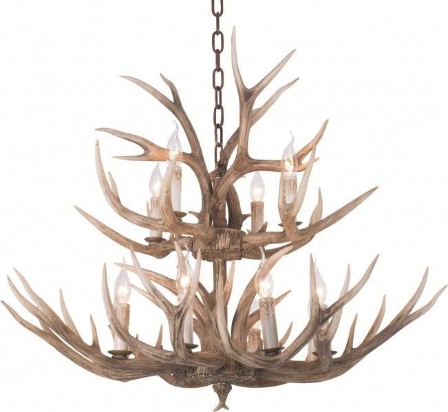 Brown Polyresin 2 Tier Antler Horn Chandelier - LV LIGHTING