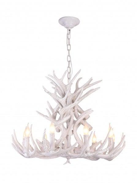 Faux White Polyresin Antler Chandelier - LV LIGHTING