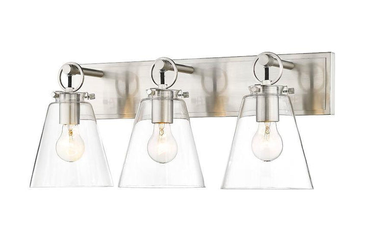 Steel with Clear Conical Glass Shade - LV LIGHTING
