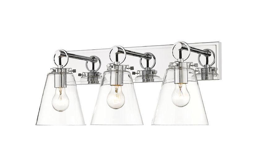 Steel with Clear Conical Glass Shade - LV LIGHTING