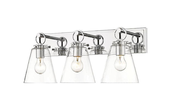 Steel with Clear Conical Glass Shade - LV LIGHTING