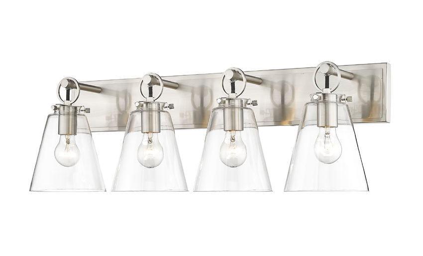Steel with Clear Conical Glass Shade - LV LIGHTING
