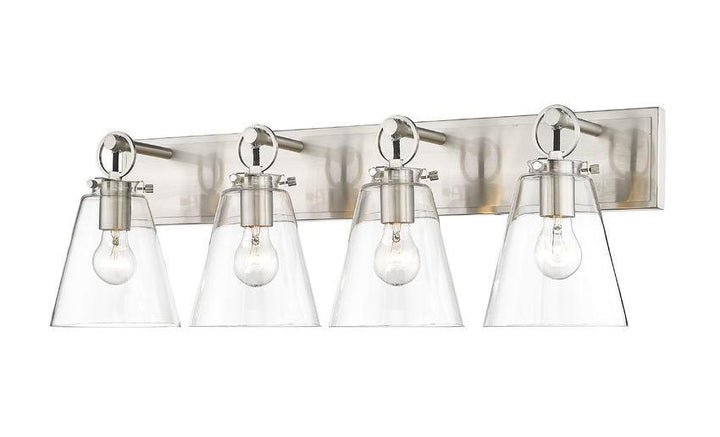 Steel with Clear Conical Glass Shade - LV LIGHTING