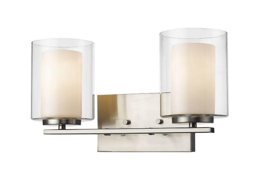 Steel with Matte Opal and Clear Glass Shade Vanity Light - LV LIGHTING
