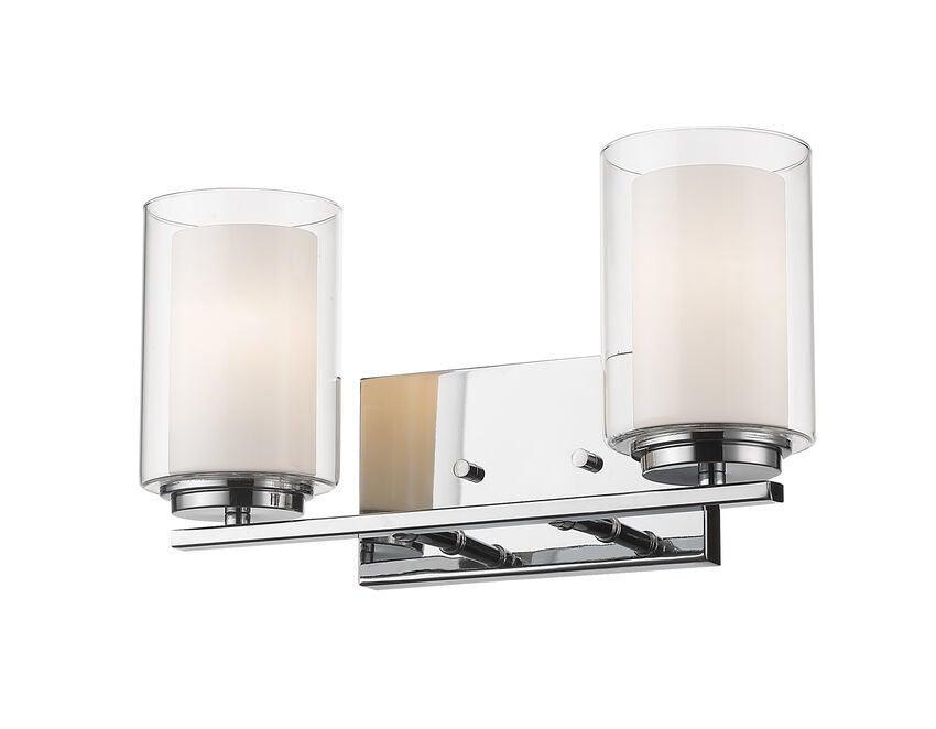 Steel with Matte Opal and Clear Glass Shade Vanity Light - LV LIGHTING