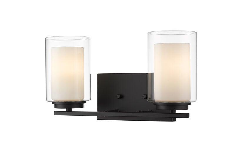 Steel with Matte Opal and Clear Glass Shade Vanity Light - LV LIGHTING
