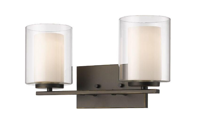 Steel with Matte Opal and Clear Glass Shade Vanity Light - LV LIGHTING