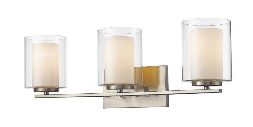 Steel with Matte Opal and Clear Glass Shade Vanity Light - LV LIGHTING