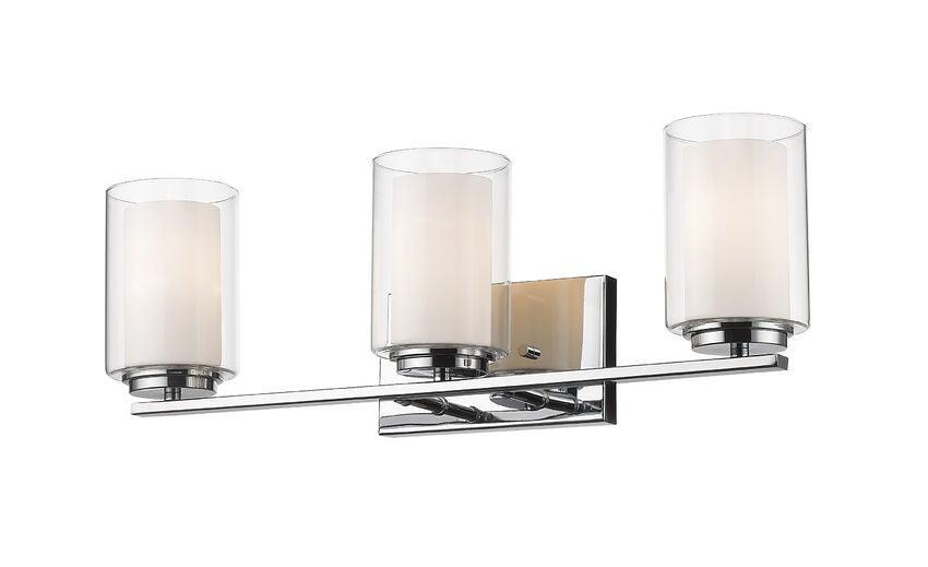 Steel with Matte Opal and Clear Glass Shade Vanity Light - LV LIGHTING