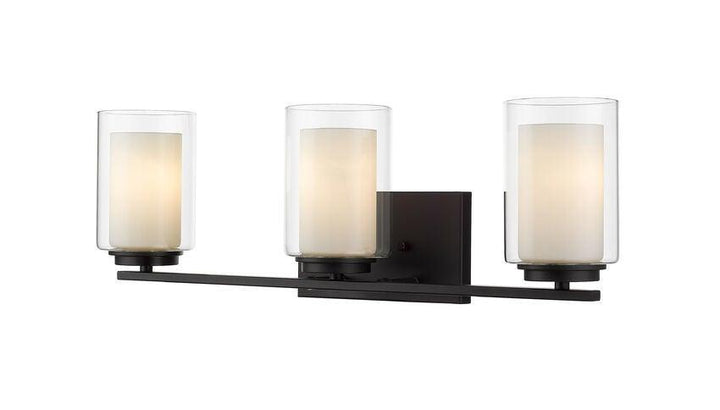 Steel with Matte Opal and Clear Glass Shade Vanity Light - LV LIGHTING