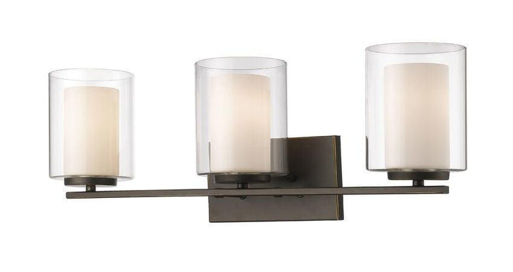 Steel with Matte Opal and Clear Glass Shade Vanity Light - LV LIGHTING