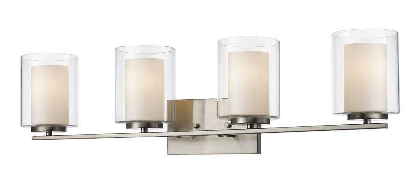 Steel with Matte Opal and Clear Glass Shade Vanity Light - LV LIGHTING