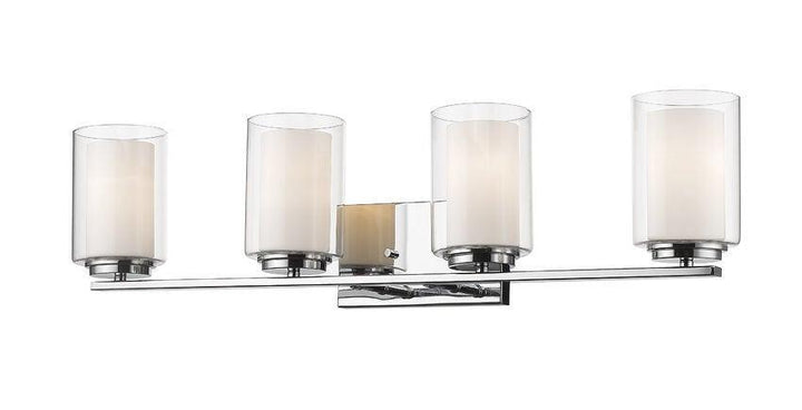 Steel with Matte Opal and Clear Glass Shade Vanity Light - LV LIGHTING