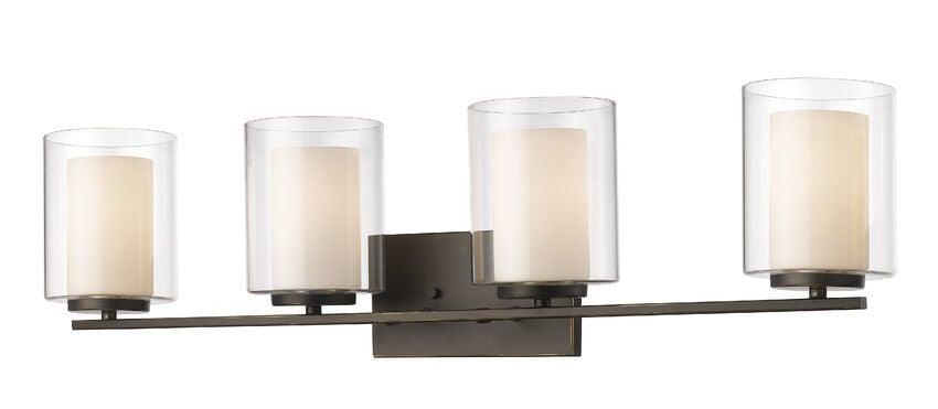 Steel with Matte Opal and Clear Glass Shade Vanity Light - LV LIGHTING