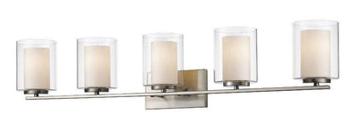 Steel with Matte Opal and Clear Glass Shade Vanity Light - LV LIGHTING