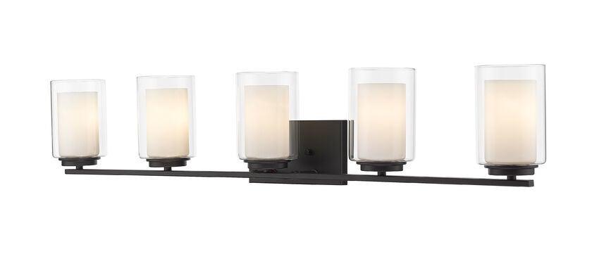 Steel with Matte Opal and Clear Glass Shade Vanity Light - LV LIGHTING