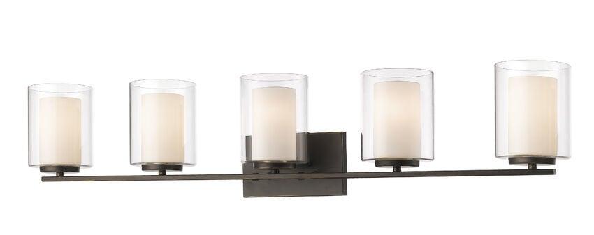 Steel with Matte Opal and Clear Glass Shade Vanity Light - LV LIGHTING