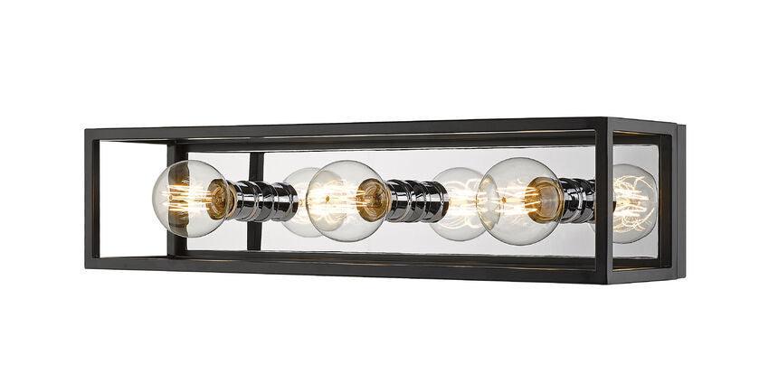 Matte Black Caged Multiple Light Vanity Light - LV LIGHTING