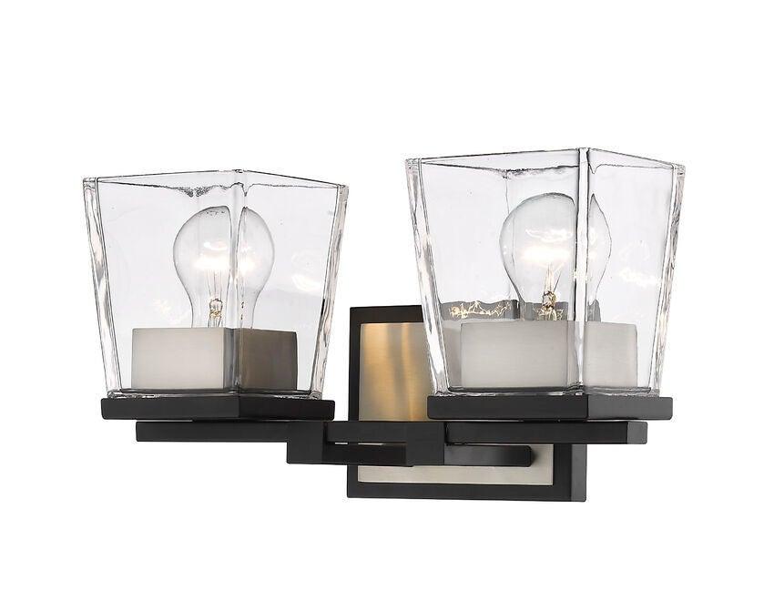 Steel Matte Black with Clear Boxy Glass Shade Multiple Light Vanity Light - LV LIGHTING
