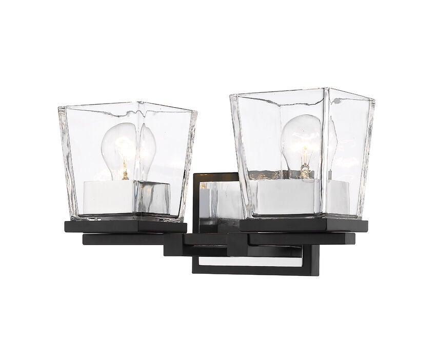 Steel Matte Black with Clear Boxy Glass Shade Multiple Light Vanity Light - LV LIGHTING
