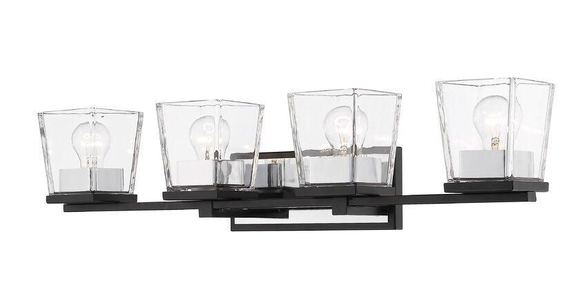 Steel Matte Black with Clear Boxy Glass Shade Multiple Light Vanity Light - LV LIGHTING