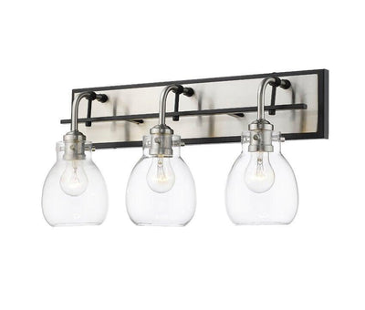 Steel Matte Black with Clear Glass Shade Multiple Light Vanity Light - LV LIGHTING