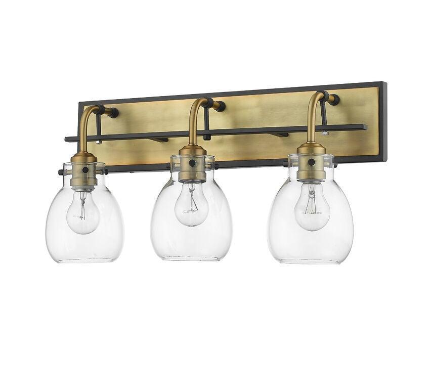 Steel Matte Black with Clear Glass Shade Multiple Light Vanity Light - LV LIGHTING