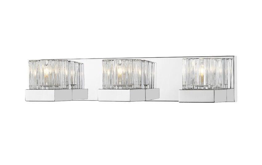 Chrome with Clear Ribbed and Frosted Glass Shade Vanity Light - LV LIGHTING