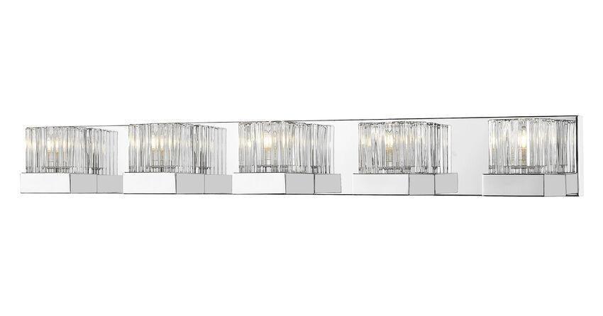 Chrome with Clear Ribbed and Frosted Glass Shade Vanity Light - LV LIGHTING