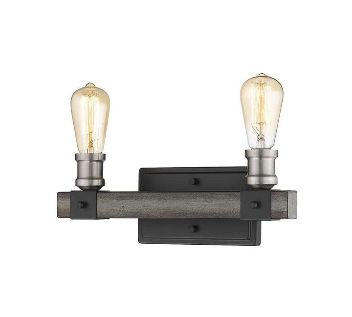 Steel with Faux Barnwood Style Vainty Light - LV LIGHTING