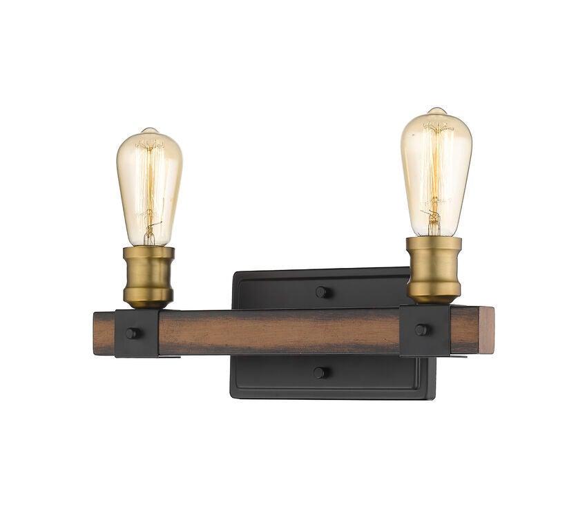 Steel with Faux Barnwood Style Vainty Light - LV LIGHTING