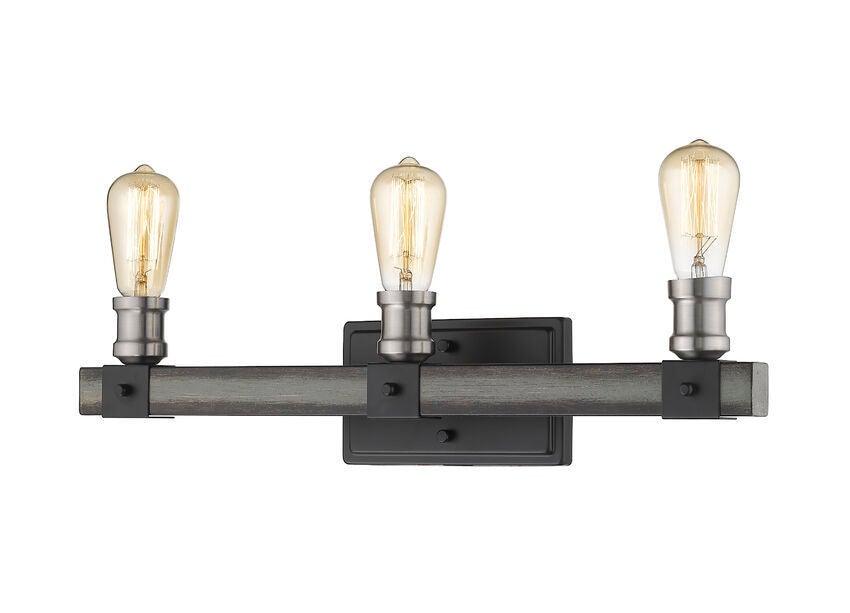 Steel with Faux Barnwood Style Vainty Light - LV LIGHTING