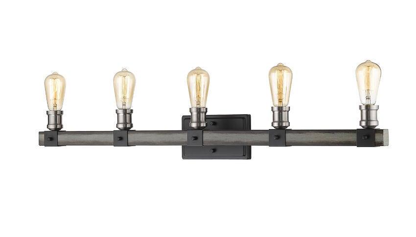 Steel with Faux Barnwood Style Vainty Light - LV LIGHTING