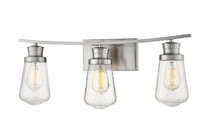 Steel with Clear Seedy Glass Shade Vanity Light - LV LIGHTING