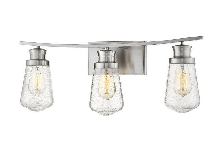 Steel with Clear Seedy Glass Shade Vanity Light - LV LIGHTING