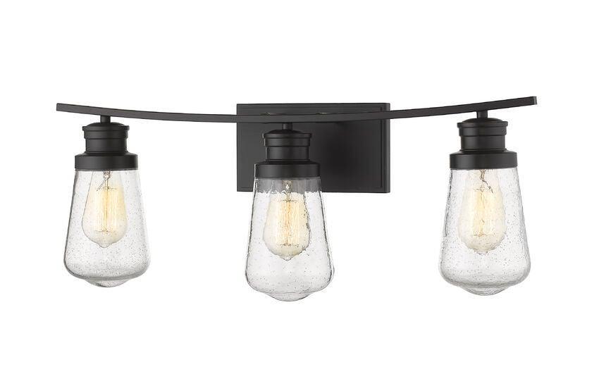 Steel with Clear Seedy Glass Shade Vanity Light - LV LIGHTING