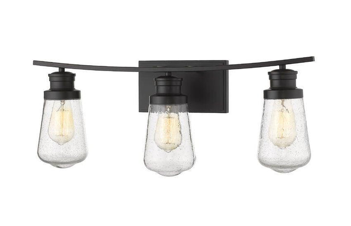 Steel with Clear Seedy Glass Shade Vanity Light - LV LIGHTING